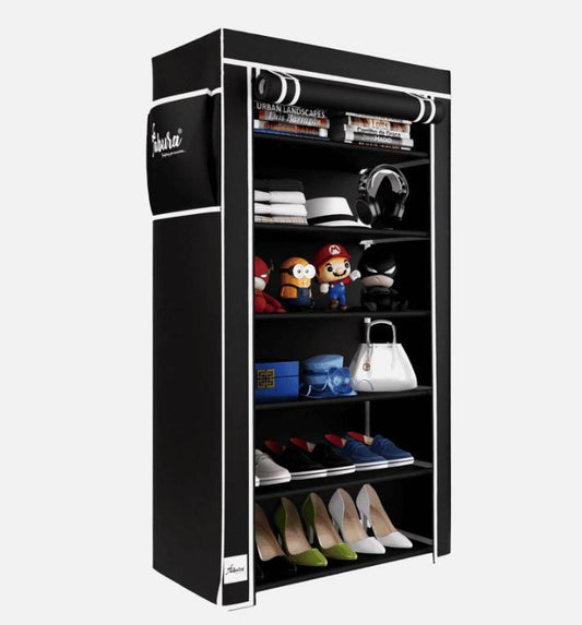 6 Rack Collapsible Wardrobe Cabinet and Shoe Rack